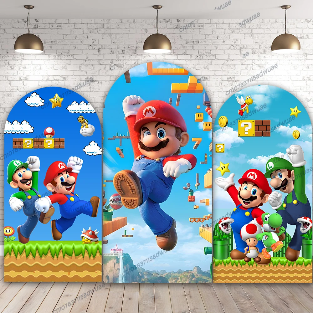 

Super Mario Birthday Party Backdrop Photo Arch Photo Background Baby Shower Photography Backdrop