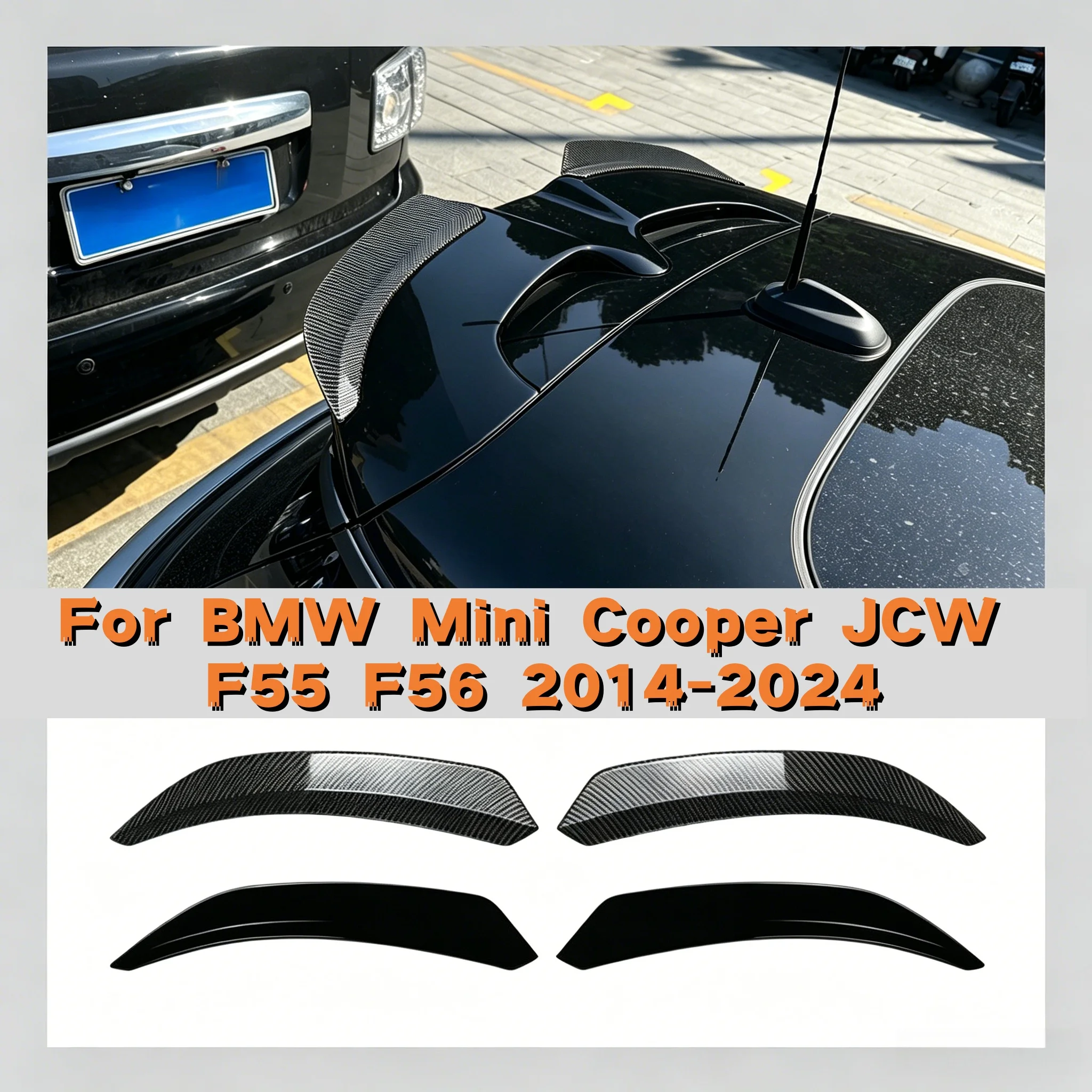 

Pair For BMW Mini Cooper JCW F55 F56 2014-2024 Rear Roof Spoiler Extentions Flaps Wings Trim Body Kits Glossy Black/Carbon
