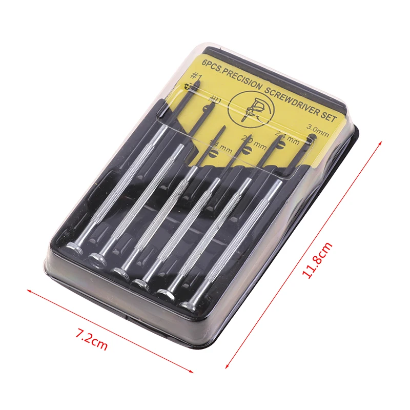 6Pcs Glasses Repair Screwdriver Set With Slotted Phillips Bits Tool Steel For Watch Glasses Screw Driver Repair Tools