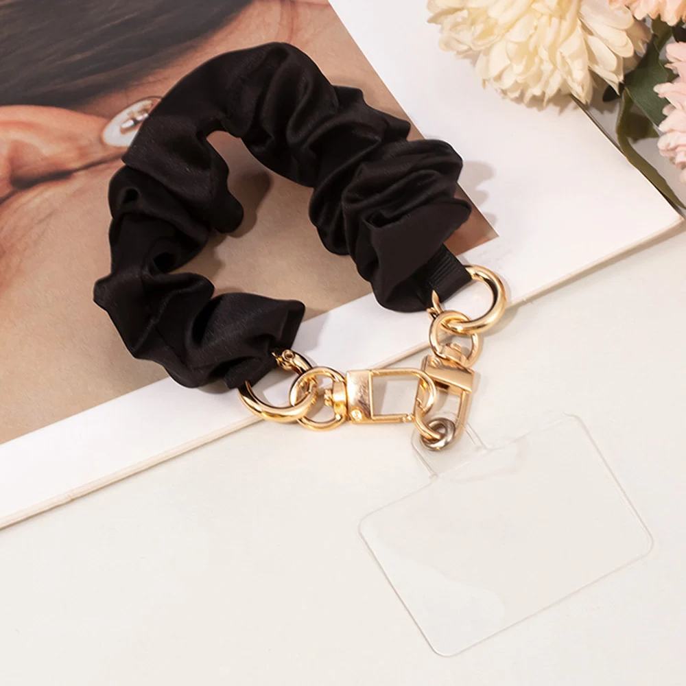 INS White Black Satin Mobile Phone Strap Wrist Strap Decor Belt Short Solid Color Mobile Phone Lanyard Bag Handle Bag Rope