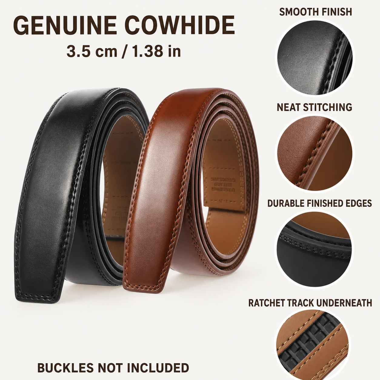 High-Quality Cowskin Leather Belt Strap