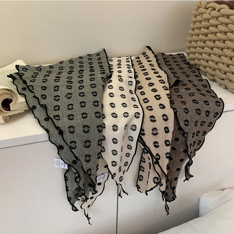 

Elegant Cotton Polka Dot Triangle Scarf Neck Warmer Dot 2026 Designer Luxury Summer Ribbon Long Scarf Headscarf Hairband