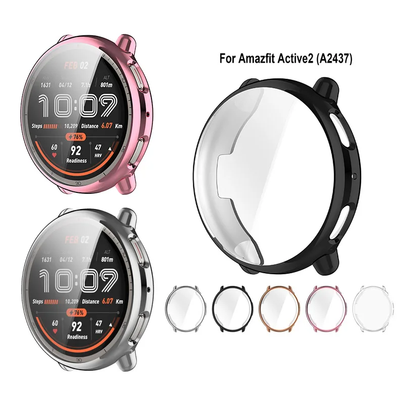 For Huami Amazfit Active 2 Full Coverage Bumper Soft Cover Case Protective Screen Protector Accessories