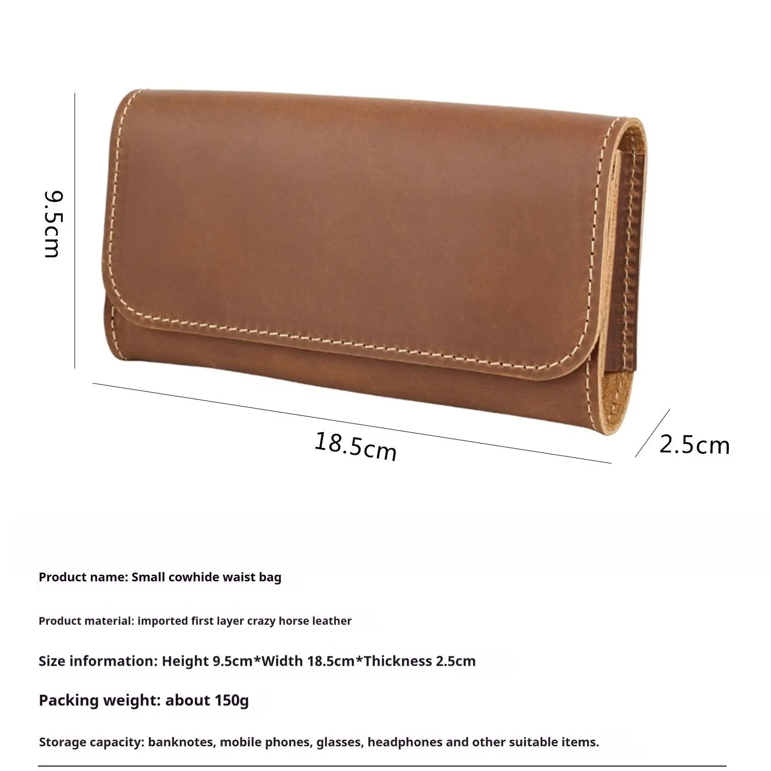 GOYN Men's Phone Wallet Waist Bag Vintage Genuine Leather Cell Phone Holster Belt Pouch Mobile Phone Bag Travel Hiking Case