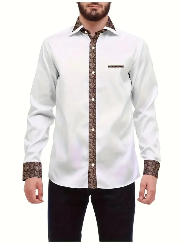 2025 남성 봄, 여름 캐주얼 긴팔 셔츠/남성 옷깃 버튼 슬림 캐주얼 셔츠 대형 XS-6XL 고품질