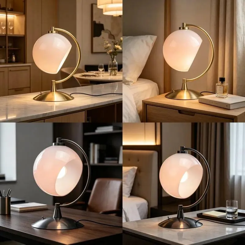 Simple Handmade Glass Desk Lamp Luxurious Style for Hotel Study Bedroom Bedside Decoration