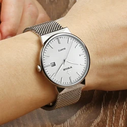 New In WWOOR Quartz Watch for Men Ultra Thin Minimalist Waterproof Date Bussiness Watch Fashion Stainless Steel Men's Watch