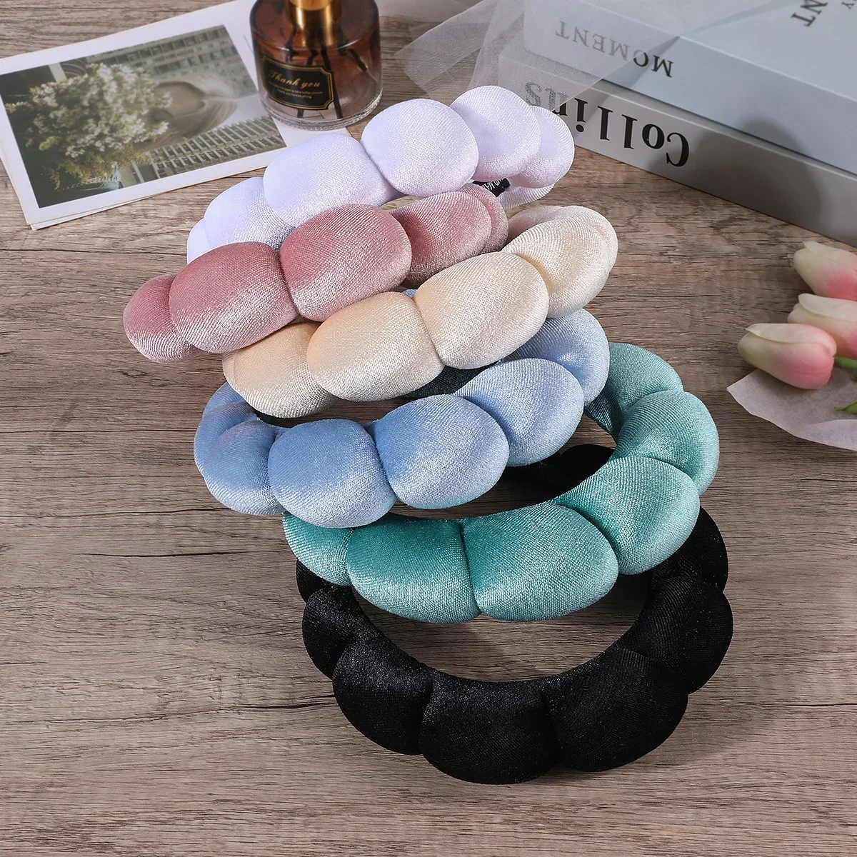 Schwamm-Stirnbänder für Frauen und Mädchen, geschwollenes Haarband, Make-up, Blase, Frottee, Co Spa, Retro-Haarband, Damen-Haar-Accessoires, Kopfbedeckung – Detail 4