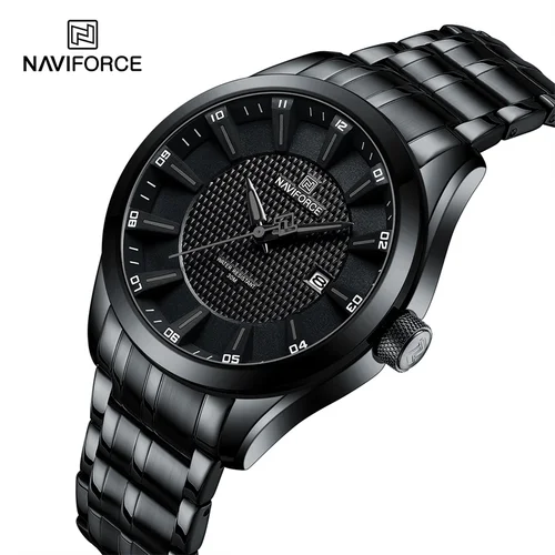 Imagen 1 del producto Reloj de marca superior NAVIFORCE para hombre, relojes de pulsera informales de negocios de cuarzo resistentes al agua, reloj con fecha y correa de acero inoxidable, reloj Masculino