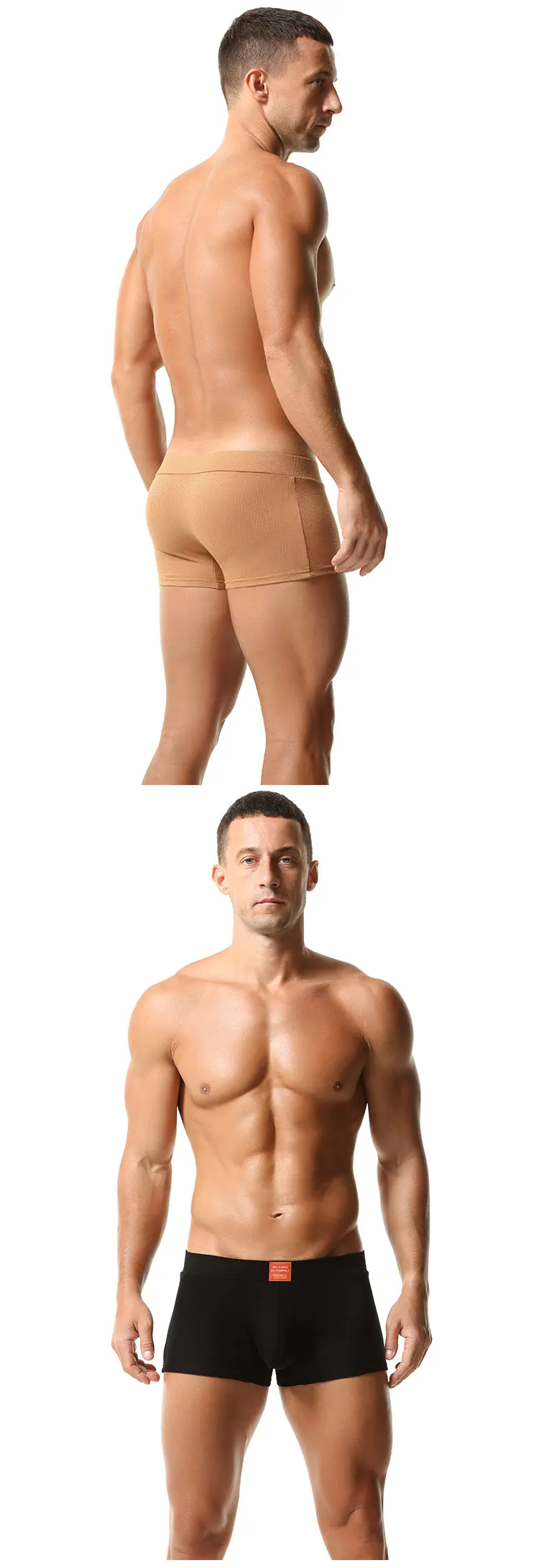 TAUWELL Herren Gerippte Boxershorts mit 3D-Konturierter Tasche Elastischer Bund Weicher Stretch-Stoff für Komfort Lässige Unterwäsche – Detail 4