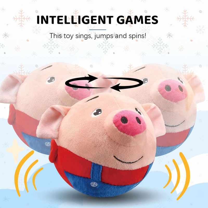 Active Moving Pet Plush Interactive Dog Toys, Moving Dog Ball Toy, Washable Cartoon Pig Plush Sound Electronic Dog Toy A