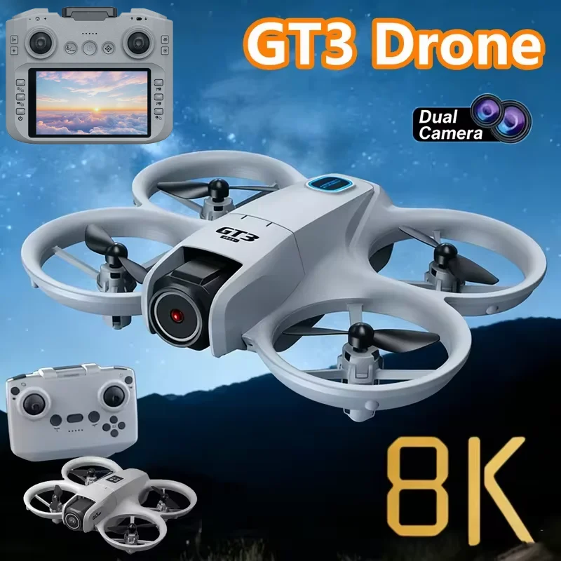 Novo Drone GT3 Mini 8K HD com Câmera Dupla WIFI FPV Quadricóptero com Protetor de Hélices, Brinquedo RC para Iniciantes, Ideal para Fotografia Aérea e Presentes - AliExpress 30