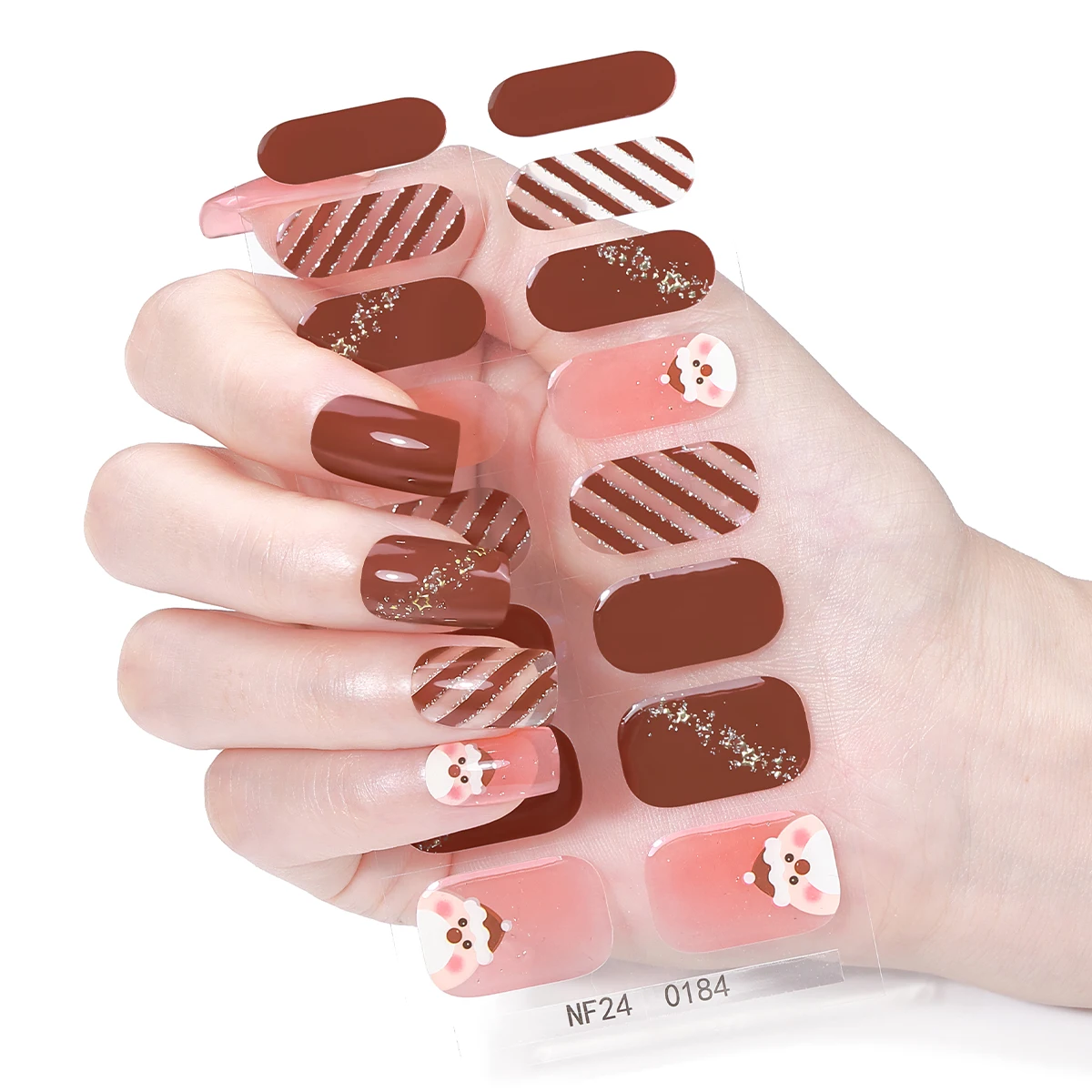 16 نصائح عيد الميلاد شبه علاج هلام مسمار شرائط ثلج ندفة الثلج سانتا كلوز ذاتية اللصق هلام مسمار يلتف غطاء كامل مسمار ملصقا