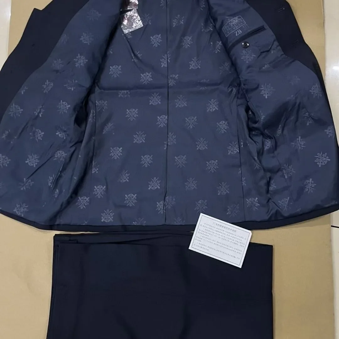 중국 선원 유니폼 87년대 빈티지 정장 봄 네이비 블루 색상 비공식 남성