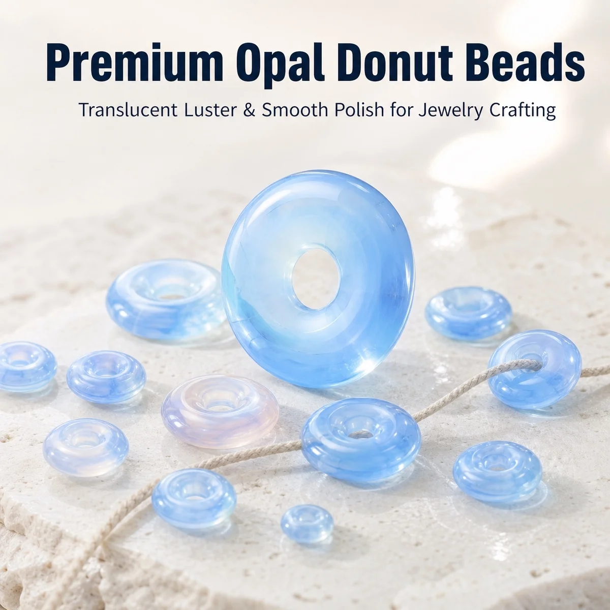 Multi-size Opalite Donut Smooth Polished Healing Chakra Gemstone Coin Pingan Charms Pendant Lucky Feng Shui Peace Beads