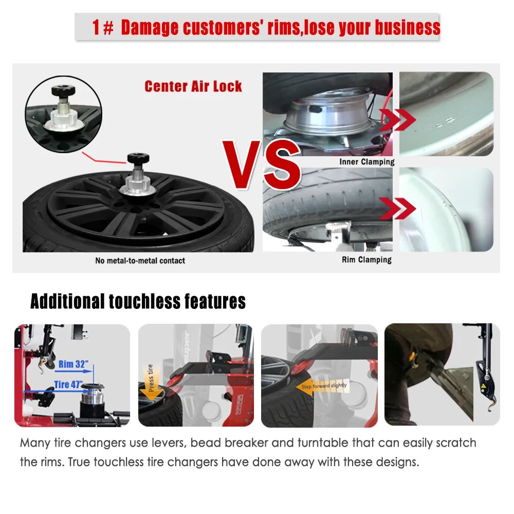 High Quality  Automatic Tire Changer Touchless Center Clamp Tire  Changer for  Wheels with  Control