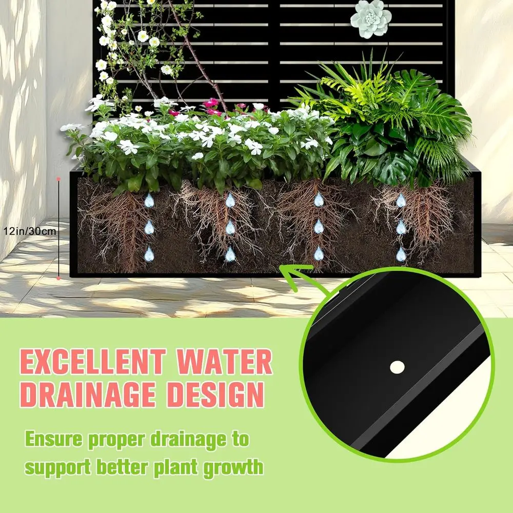 زارع معدني أسود 47 لتر × 17 وات × 71 ساعة مع تعريشة وصرف وشاشة خصوصية لنباتات التسلق #3