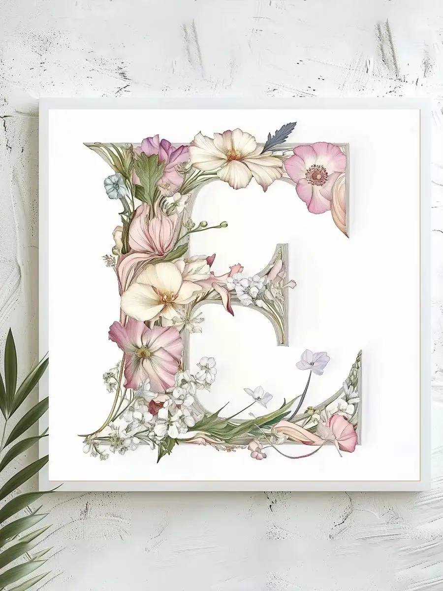 1 Stück 40x40 cm/15,74 Zoll, 11Ct/14Ct Kreuzstich-Set, DIY Valentinstagsgeschenk, Stickerei-Set für Festlichkeiten, Blumenmuster Buchstabe E – Detail 1