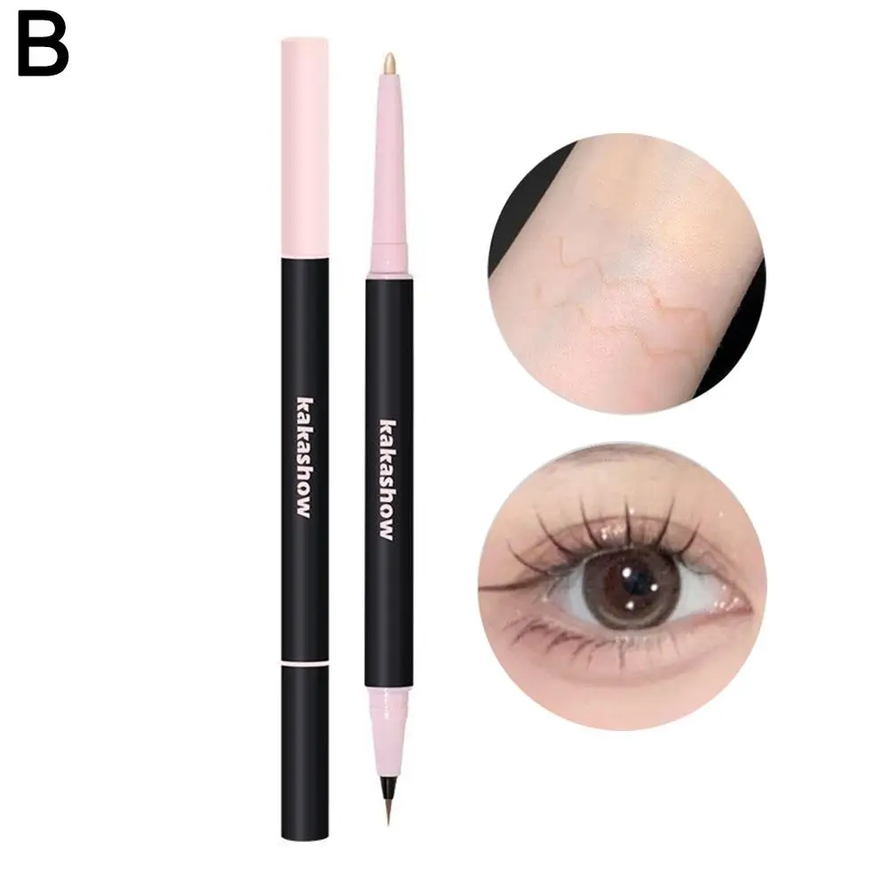 Penna per baco da seta a doppia testa Contour Eye Shadow Waterproof White Makeup Cosmetics Brighten Eye Silkworm Pearl N1L7