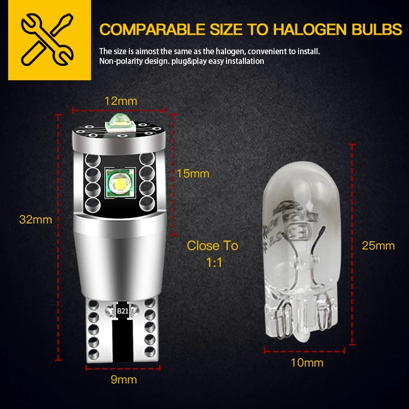 2pc/4pcs CANbus T10 W5W led Bulb 194 168 2825 Clearance Light License Number Plate Trunk Luggage Interior Light Bulb Replacement