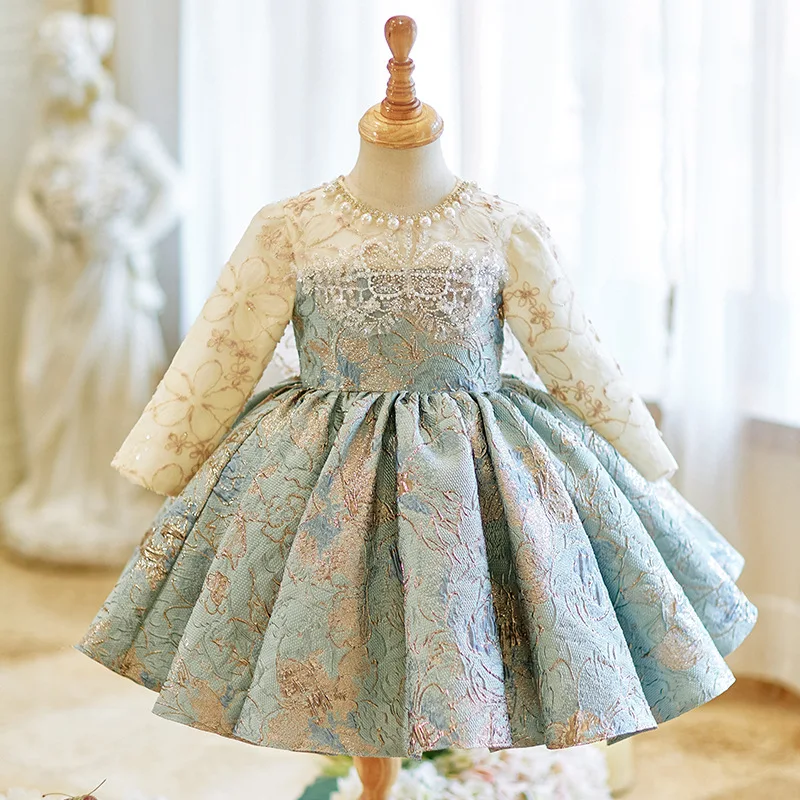 

Children Evening Dresses for Girls 1-10 Yrs Kids Birthday Party Luxury Fluffy Ball Gown Wedding Prom Formal Sequin Dress