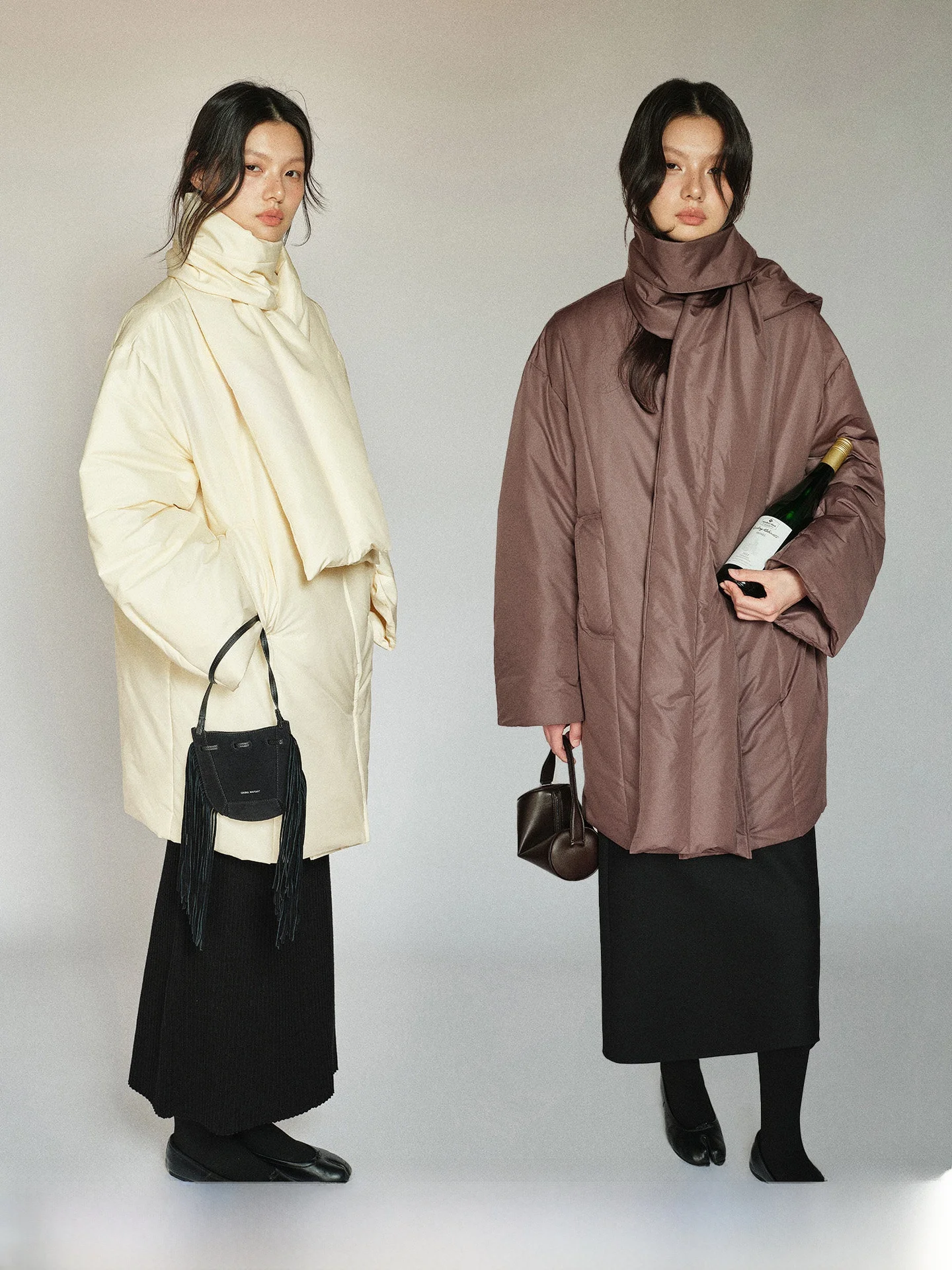 

Detachable White Goose down Scarf Jaet Matte Waterproof Medium Length Ci Casual Sle Women's Coat Warmth Comfortable Fit