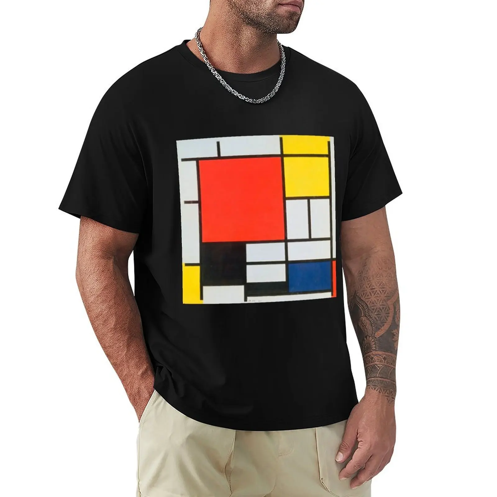 piet mondrian - Composition with Red, Blue, Yellow, and Black,No.2, T-Shirt Gym Wear Breathable Short Sleeve Tee