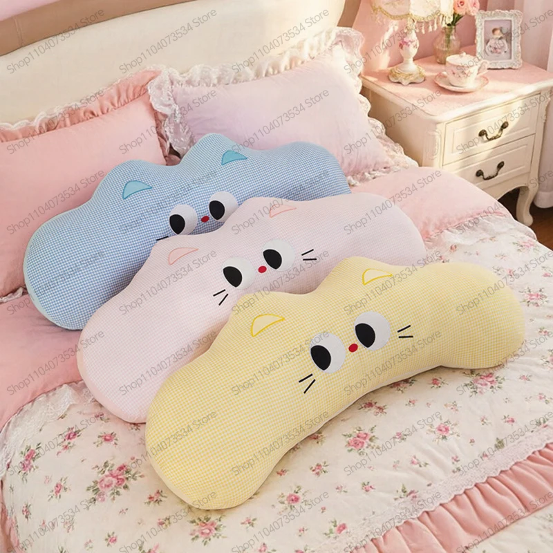 dopamine-plaid-cat-long-body-pillow-leg-hug-sleep-bedside-cushion-dorm-decor-gift-for-girls-super-soft-fluffy-cute-lovely