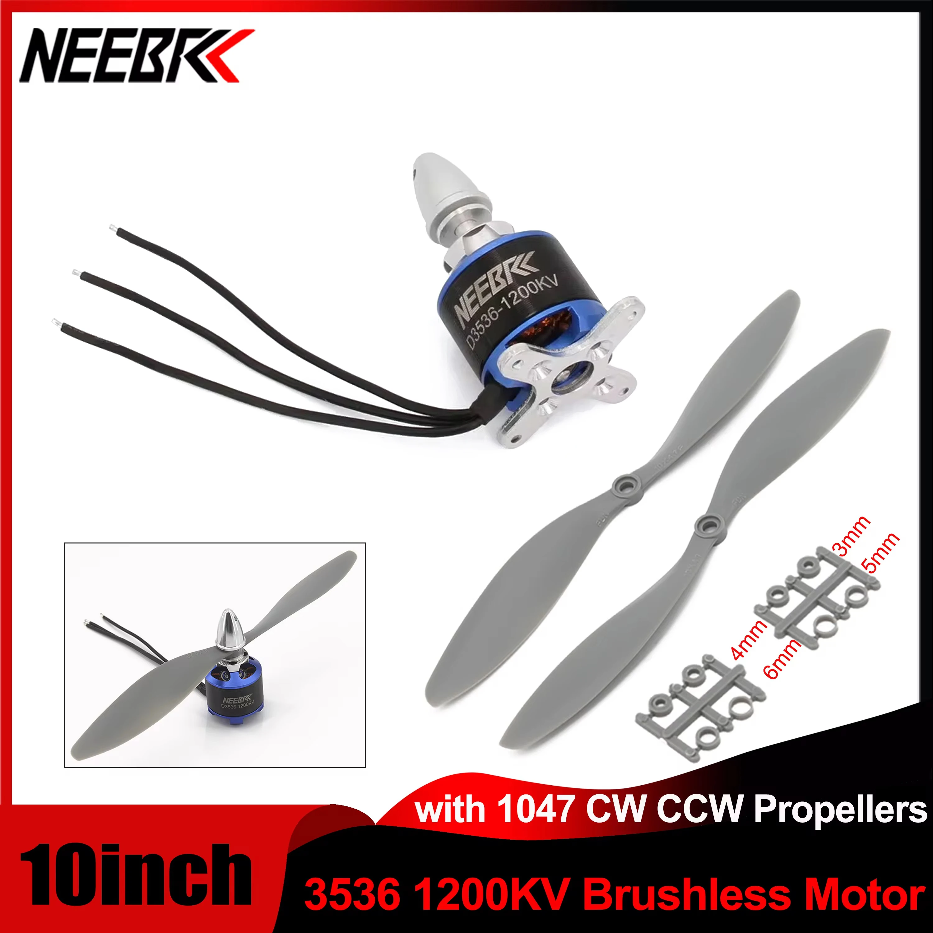 

NEEBRC 10inch FPV Drone 3536 Brushless Motor 2-4S Engine W 1040 10x4.7 CW CCW Propellers for RC Plane F450 Fixed-wing Quadcopter