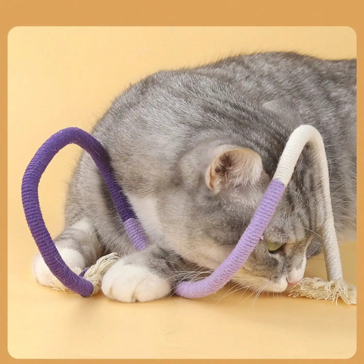 Cotton Rope Toys, 27.55Inches Color Blocking Cotton Rope Toys, Safe Cat Toys Teething Chew For Boredom And Stimulating