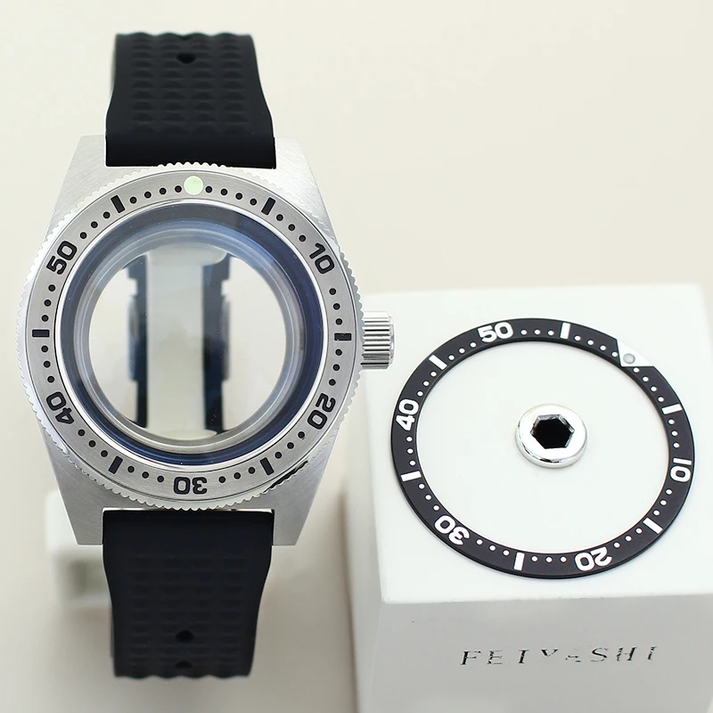 

40mm Men's Watch Case Rubber Bracelet AR Domed Sapphire For Mod 62MAS NH34 NH35 NH36/38 4R36 Movements Vintage Watch Accessories