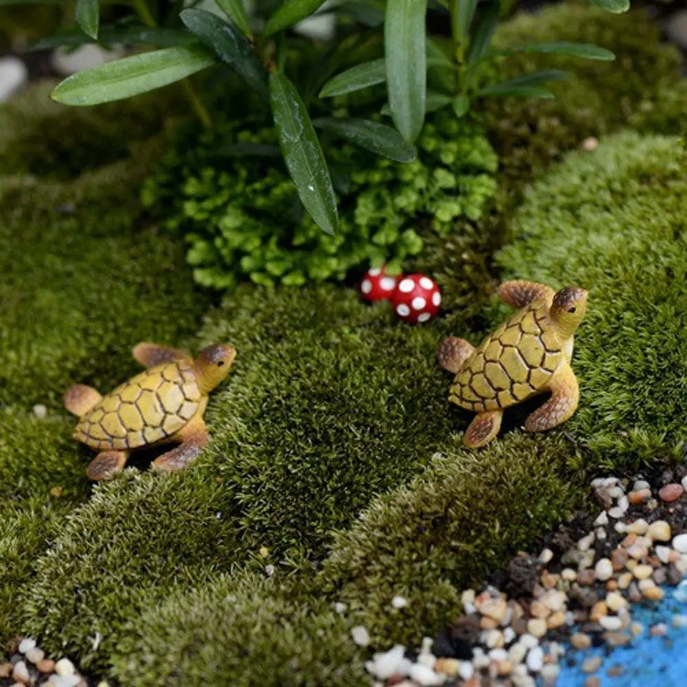 2Pcs Mini Sea Turtle Figurines Resin Turtle Miniatures Micro Landscape Garden Moss Bonsai Ornaments Fish Tank Home Desk Decor