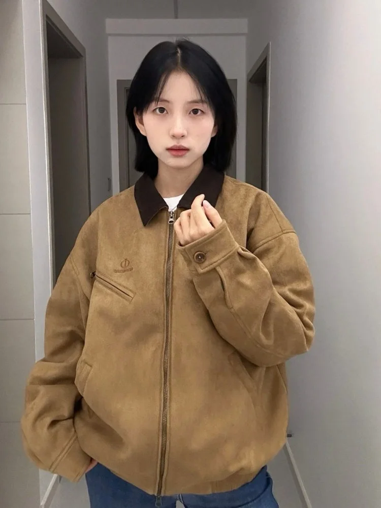 

Свободное корейское женское пальто-жакет с коротким рукавом, удлиненное, приталенное, для весны и осени, модная повседневная верхняя одежда