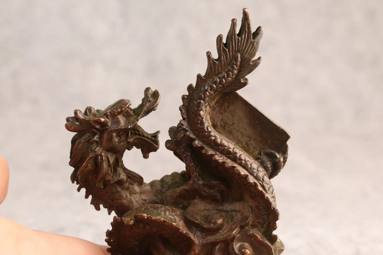 Rare Chinese bronze collection dragon statue figure tea pet table decoration