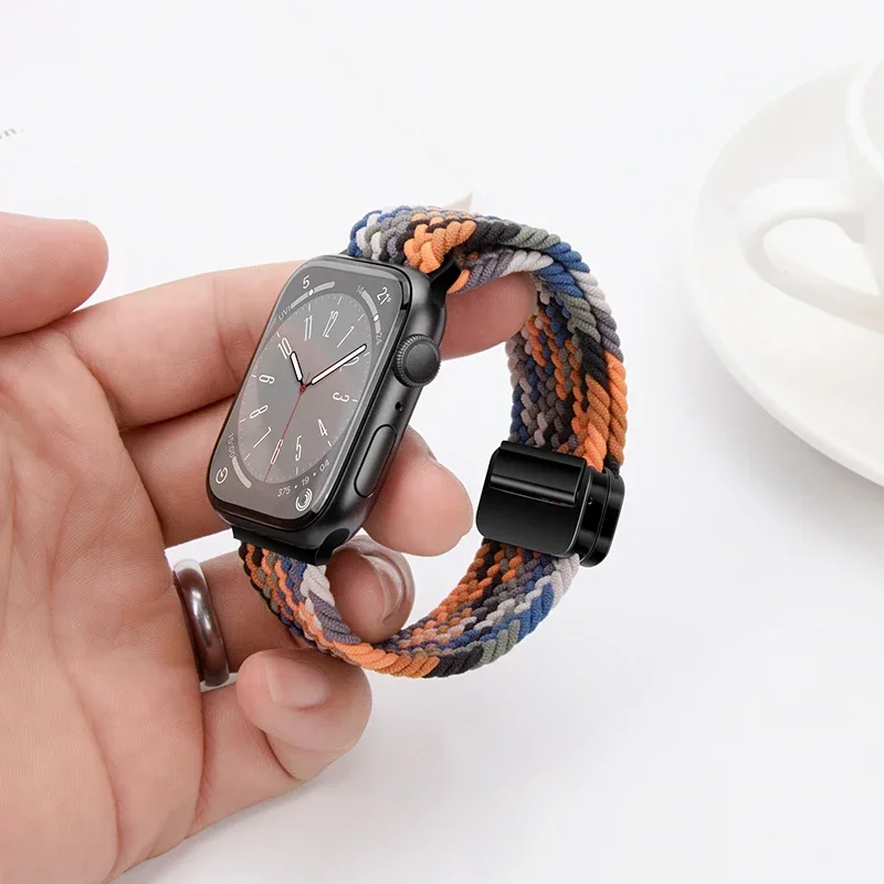 Nylon Braided Strap For Apple Watch 10 42mm 46mm Band Ultra2 49mm 44mm 45mm 42mm 40mm 41mm Bracelet Band iWatch 9 8 7 6 5 4 3 SE