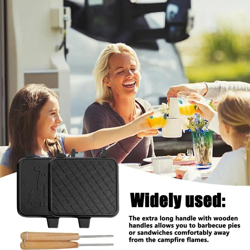 Portable Detachable Sandwich Maker Double Sided Camping Sandwich Maker With Wooden Handle Indoor Grill For Outdoor camping
