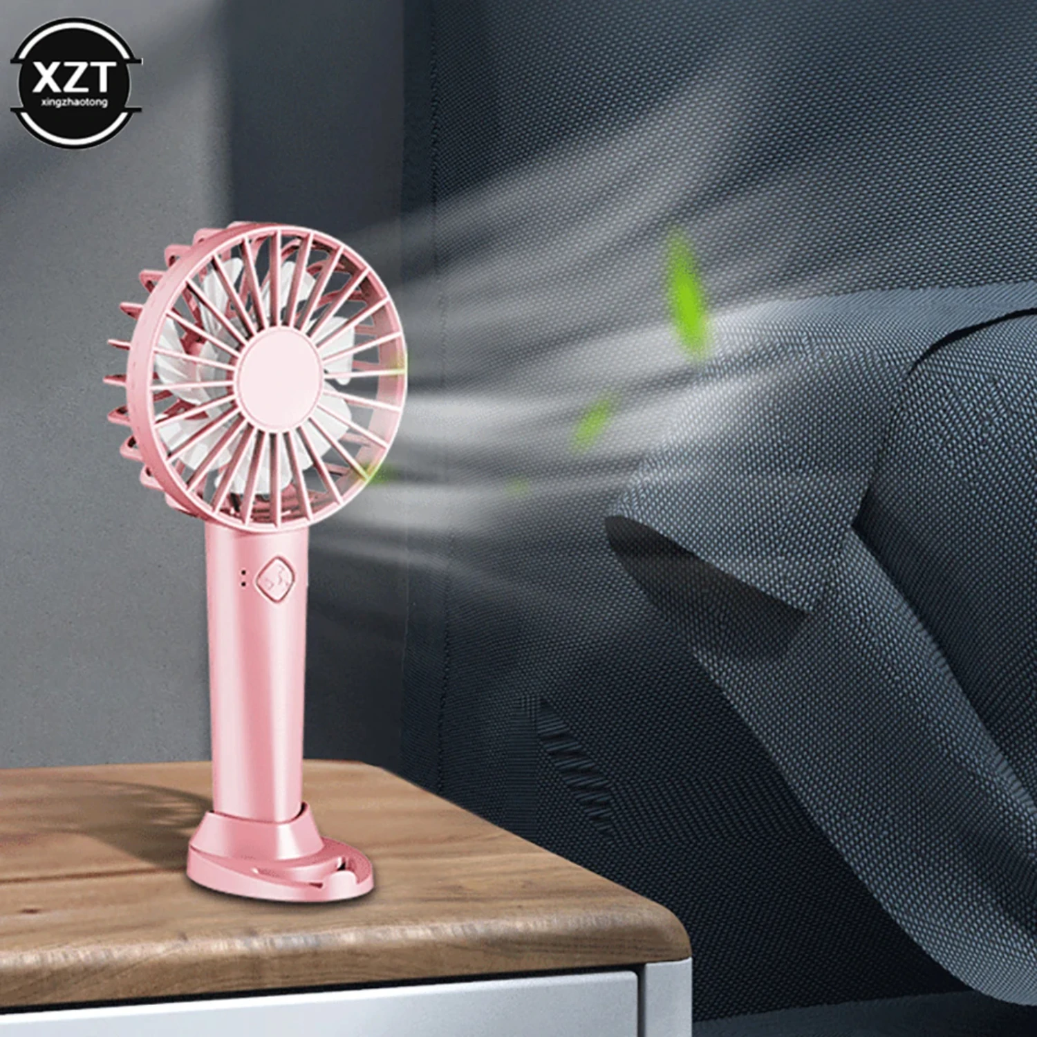 Powerful and Quiet Rechargeable USB Portable Handheld Fan - Small Size Ideal for Student and Office Desktop Use - Cooling with S