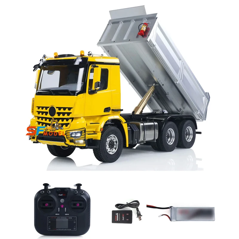 RC Trucks 1/14 6x6 RTR Hydraulic RC Dump Truck Metal Chassis with Light and Sound System Radio Remote Control Car Model Boy Toy