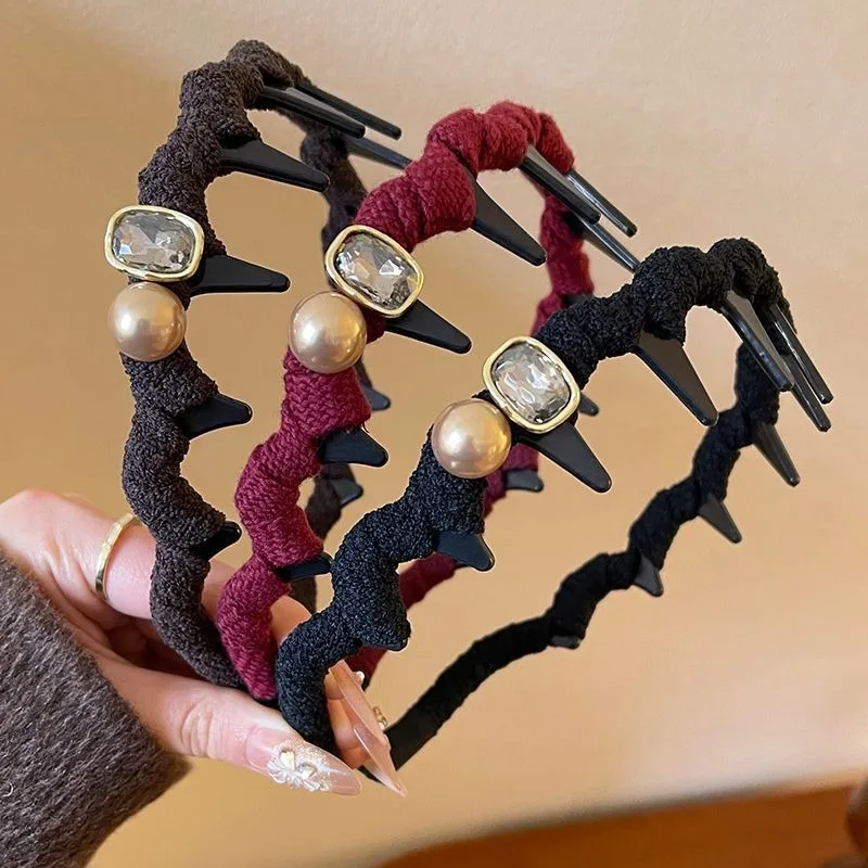 1 Piece of Vintage Rhinestone Braided Headband Suitable for All Seasons, Daily Commuting, Stable Grip, Versatile Accessory