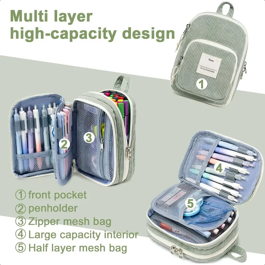 Estuche para lápices LEDAOU, bonito estuche para lápices con cremallera, estuche para lápices de gran capacidad, organizador de imágenes escolares para niñas y niños