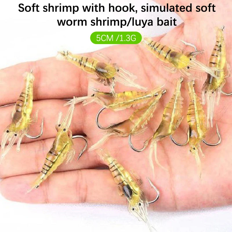 1PCS Soft Shrimp With Hook 1.3g4cm Soft Worm Shrimp Imitation Road Runner Bait Fake Bait Bionic Fishing Lure Warbler Bait Soft B