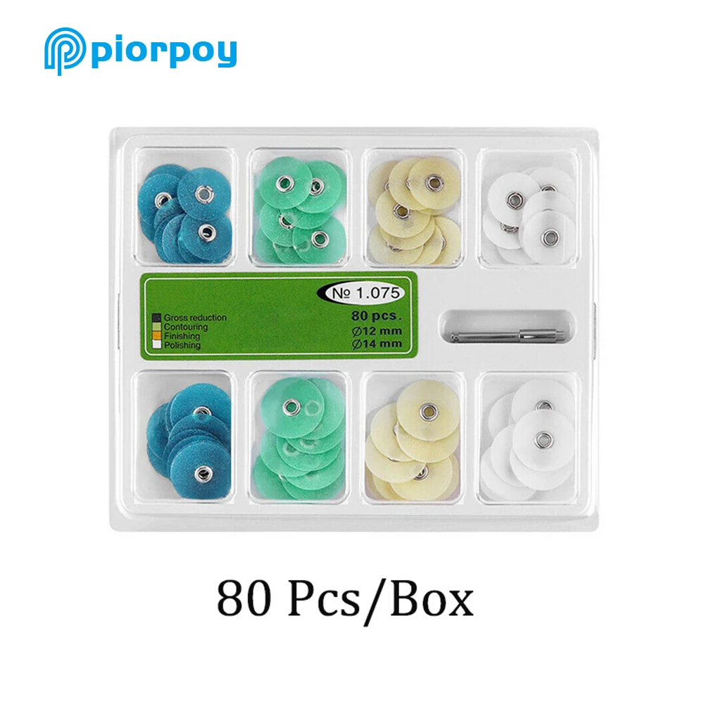 PIORPOY Dental 80 Disc Casting Coarse Reduced Contour Mandrel Stripe Kit Dental Material Tools Plastics Disposable Consumables