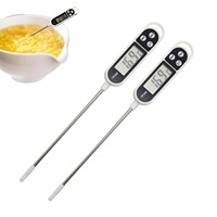 2 PC Food Thermometer - Digital Kitchen Tools for Meat Cooking, BBQ & Oven - Stainless Steel Electronic Food Probe Thermometer