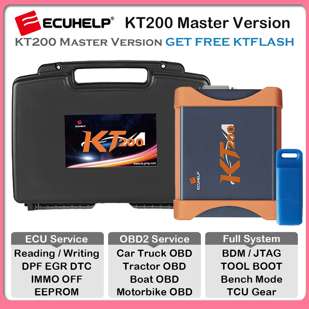 ECUHELP KT200 Master Gen1 ECU Programmer OBD2 for Car Truck Motorbike Tractor Boat Support OBD / Bench / BOOT / JTAG / BDM 