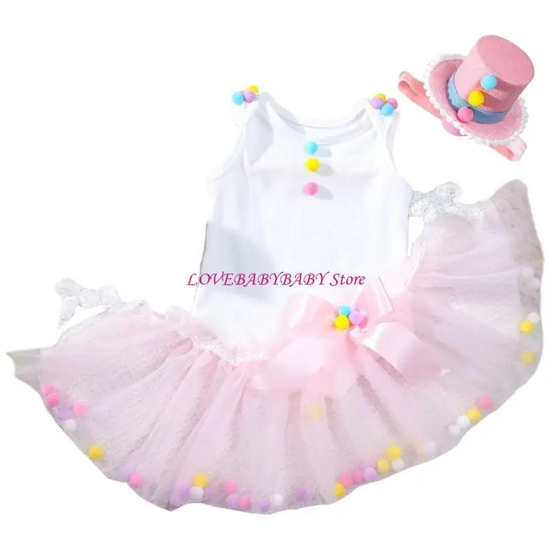 Dress Tall Hat Infant Costume Baby Photo Posing Outfit Newborn Photo Outfit 4XBC