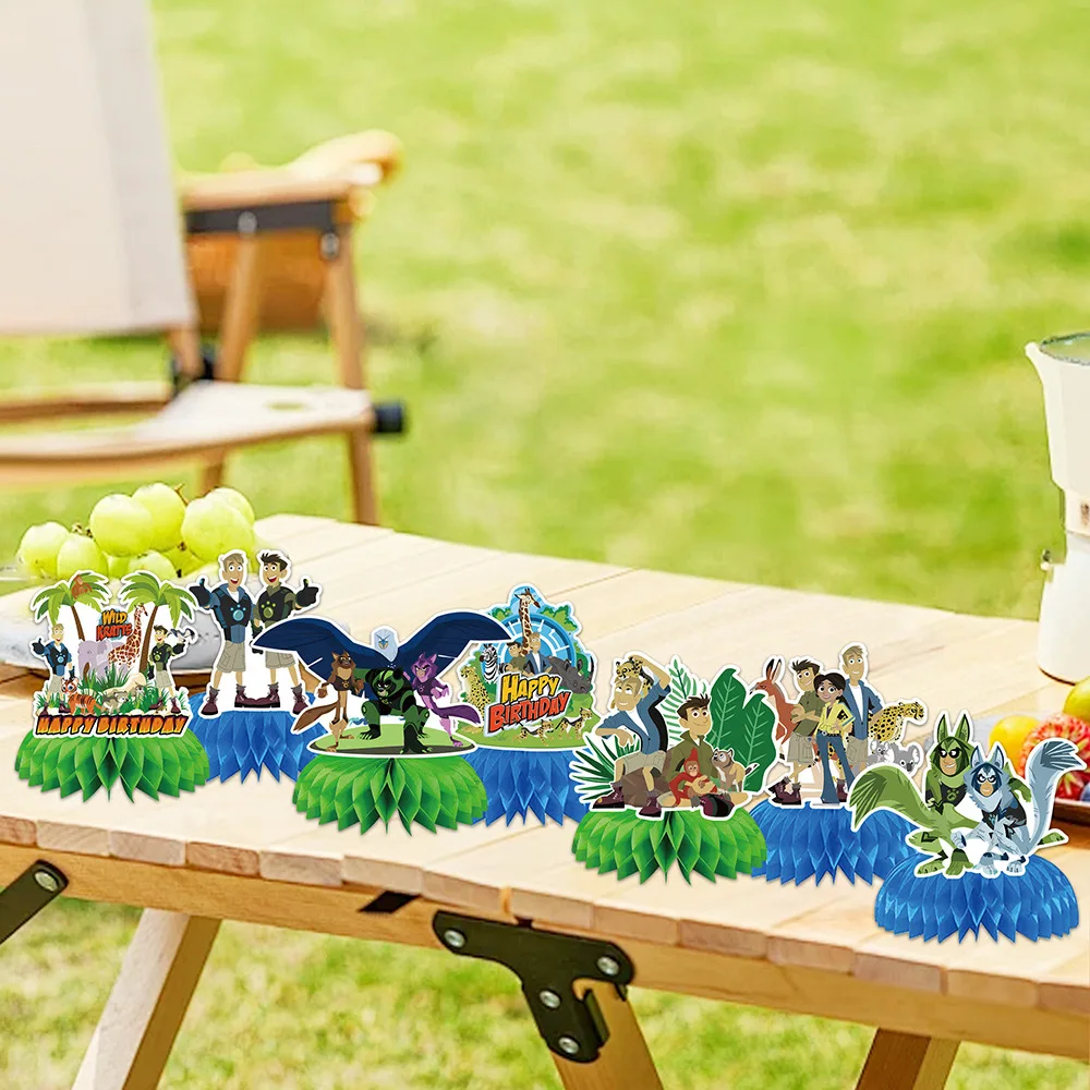 Wild Kratts Animal Brothers Educational Sci-Fi Cartoon Honeycomb Decor per bambini Festa di compleanno Scena fai da te