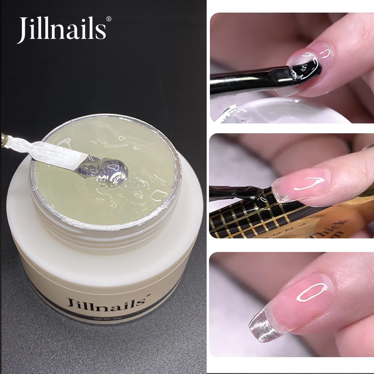 Jillnails Jelly Gel Nails Builder UV-Gel 50 g für Nagelverlängerung, harte, weiche Creme, UV-LED 50 ml