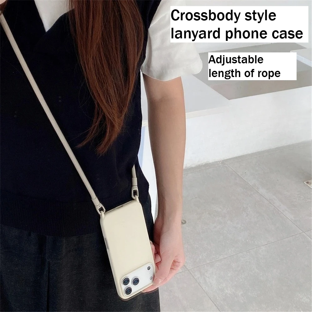 

New Crossbody style matte skin phone case, hands free and detachable,suitable for iPhone 17 16 15 14 13 12 11Pro/ Pro Max/Plus