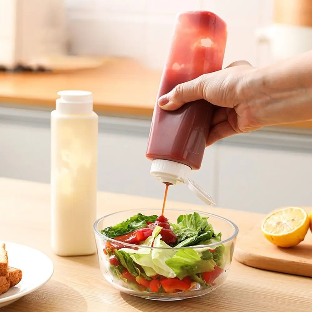 200/300ml Freshness Squeeze Sauce Bottle Transparent Visible Condiment Squeeze Bottles Controlled Volume Plastic