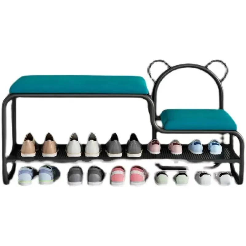 

New shoe change stool soft bag seat cushion integrated entrance thickened wrought iron storage stool simple home